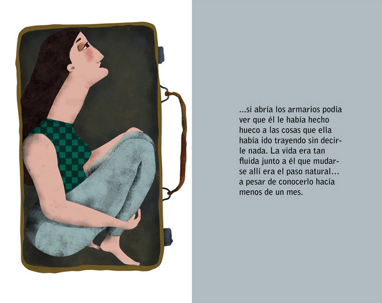 Illustration of a woman inside a suitcase